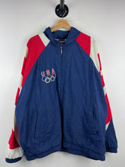Vintage 90s Starter Looney Tunes Atlanta Olympics USA Navy & Red Windbreaker