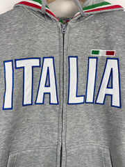 Vintage Italy Italia Embroidered Grey Zip Up Hoodie