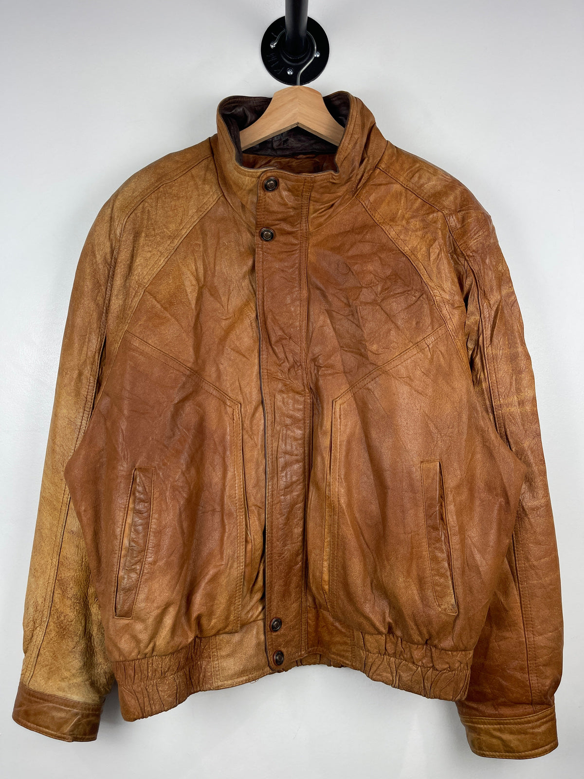Vintage 90s Wilson Adventure Guide Brown Leather Bomber Jacket