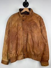 Vintage 90s Wilson Adventure Guide Brown Leather Bomber Jacket