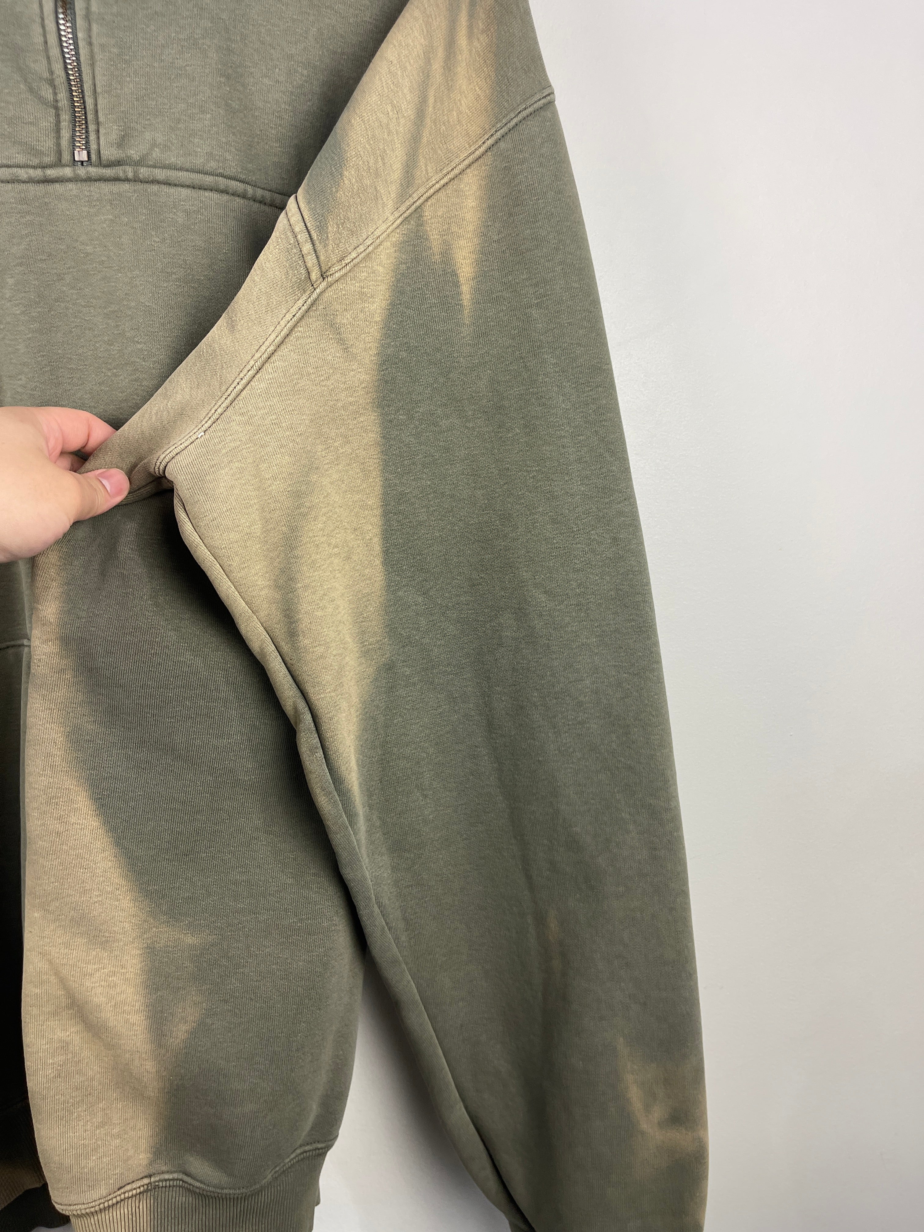 Vintage Carhartt Quarter Zip Sun Faded Green Hoodie