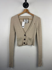 Vintage Abercrombie & Fitch Beige Rabbit Hair & Cashmere Bella Swan Babydoll Fitted Cardigan