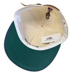 Vintage 90s Waterloo Wilfrid Laurier University Just Did It Cream Leather Strapback Hat