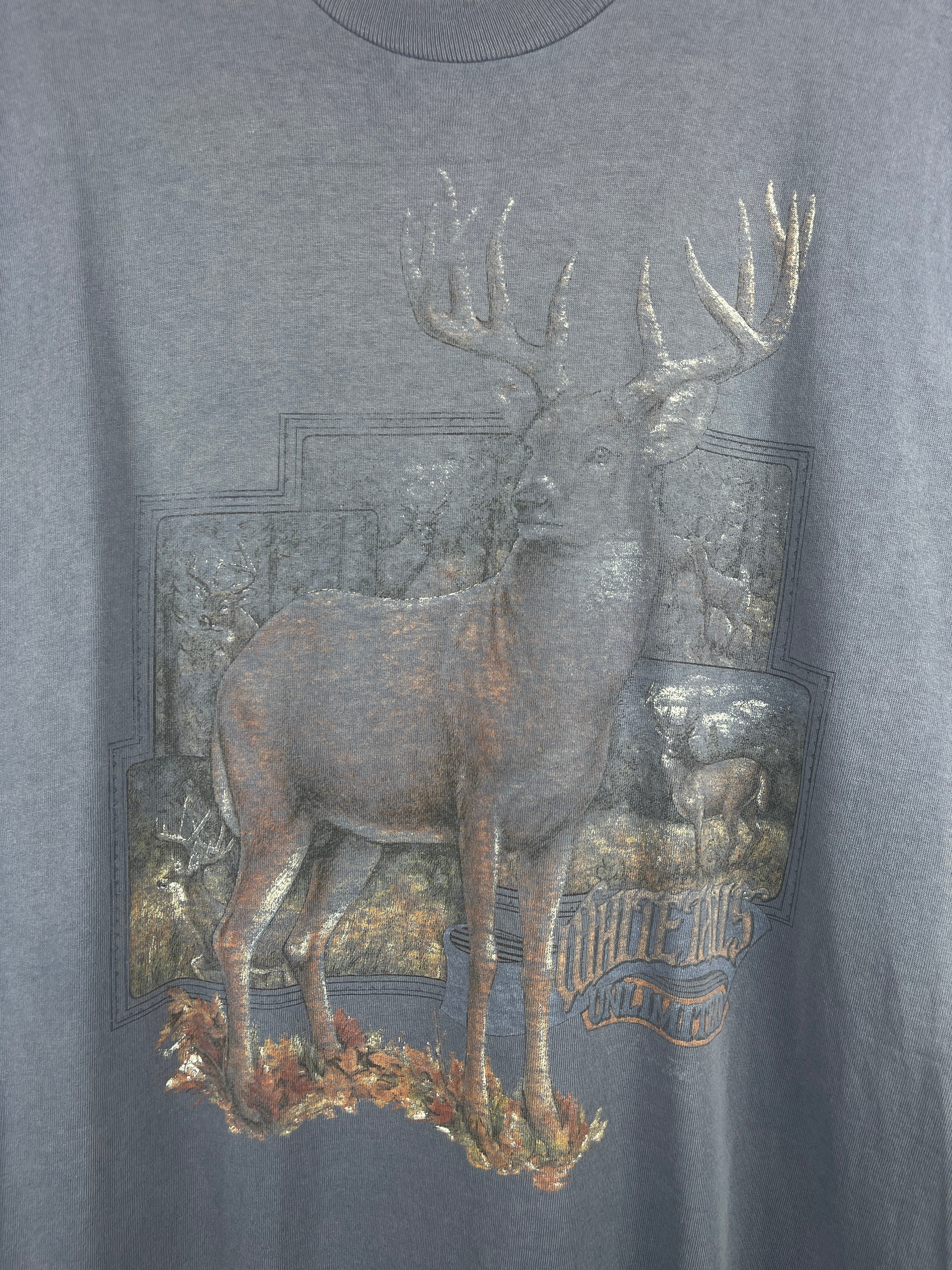 Vintage 90s Whitetails Unlimited Deer Faded Navy Cut Off Tank Top