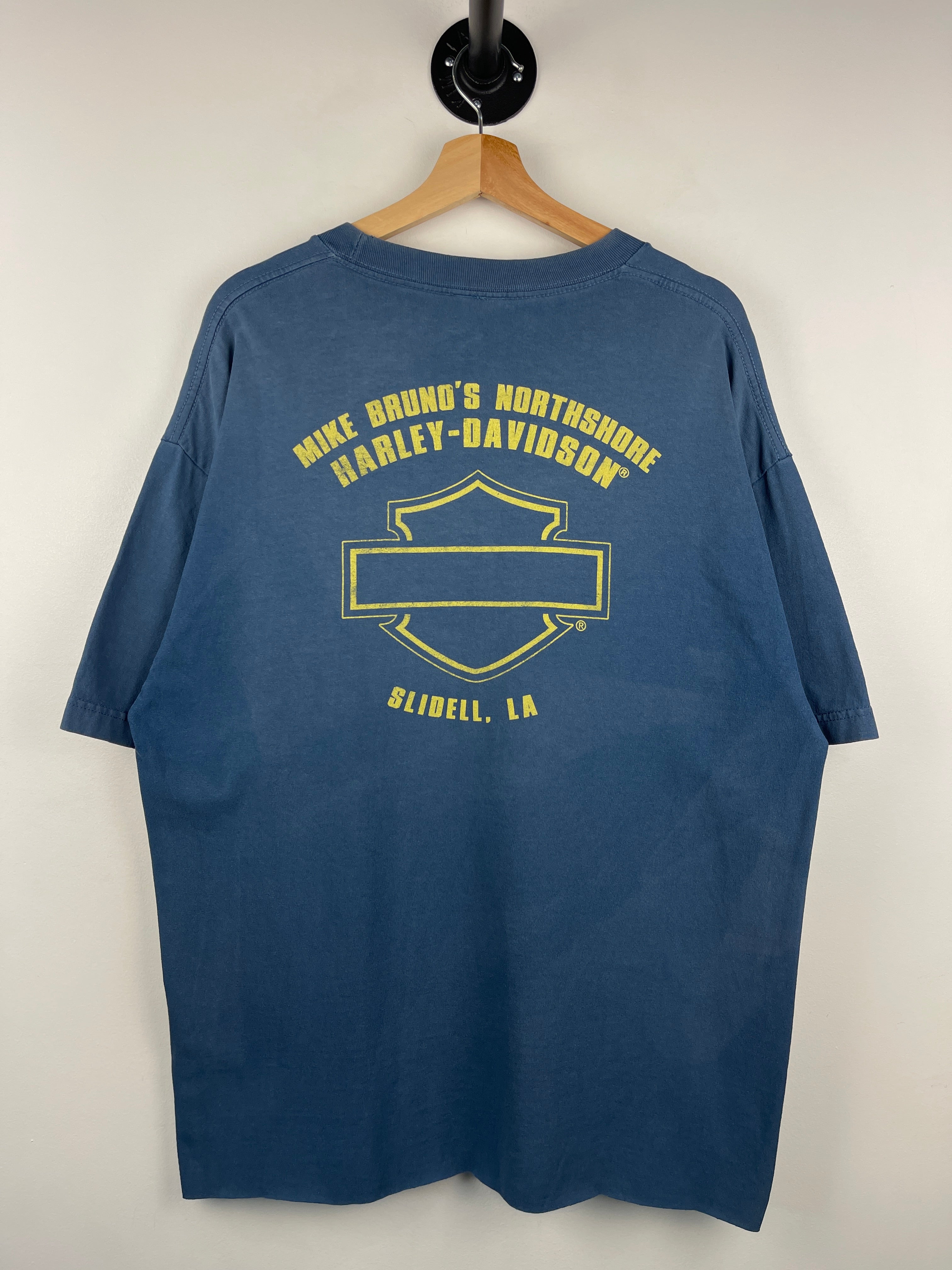 Vintage Harley Davidson Rebels Rally Slidell Louisiana Blue Tee