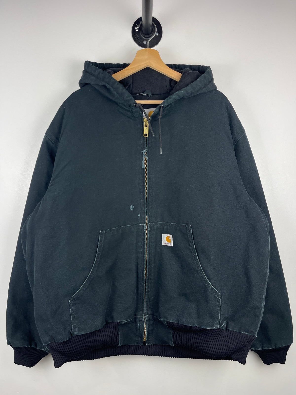 Vintage Carhartt Active Black Hooded Work Jacket J140 BLK