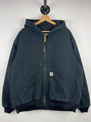 Vintage Carhartt Active Black Hooded Work Jacket J140 BLK