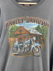 Vintage Harley Davidson Gas Station New York Grey Long Sleeve