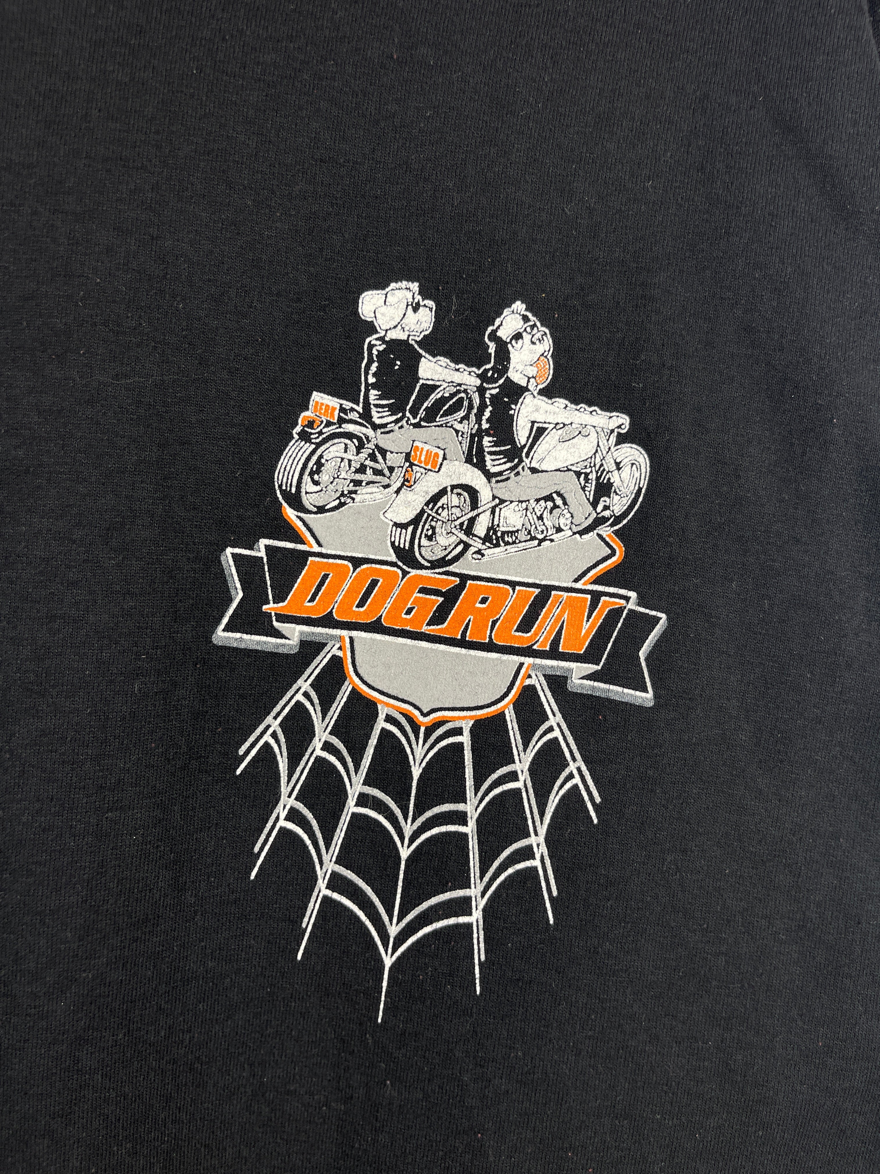 Vintage Dog Run Motorcycle Rally Spider Web Black Long Sleeve
