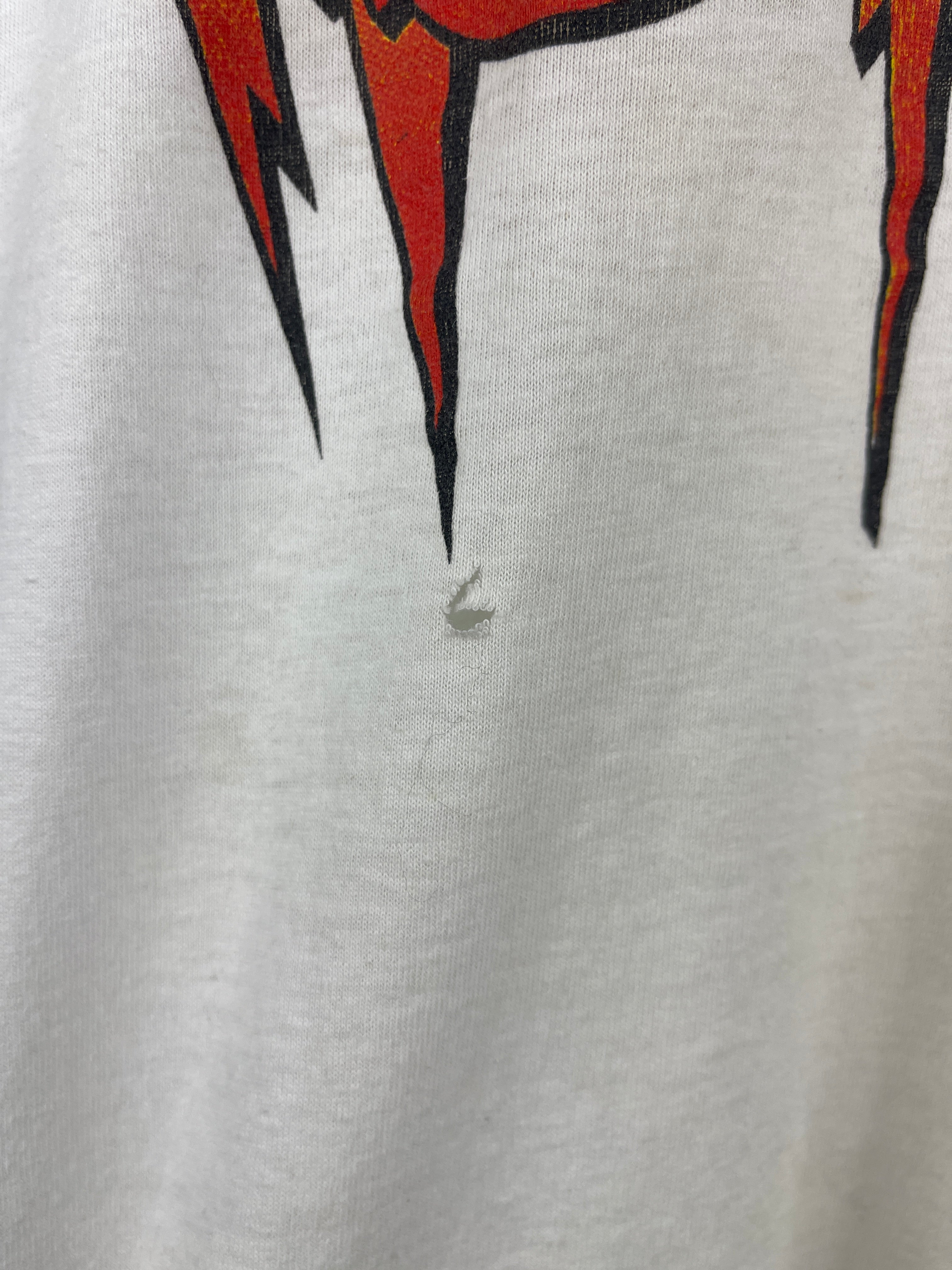 Vintage 90s WWF Rowdy Roddy Piper Hot Rod White Ringer Tee