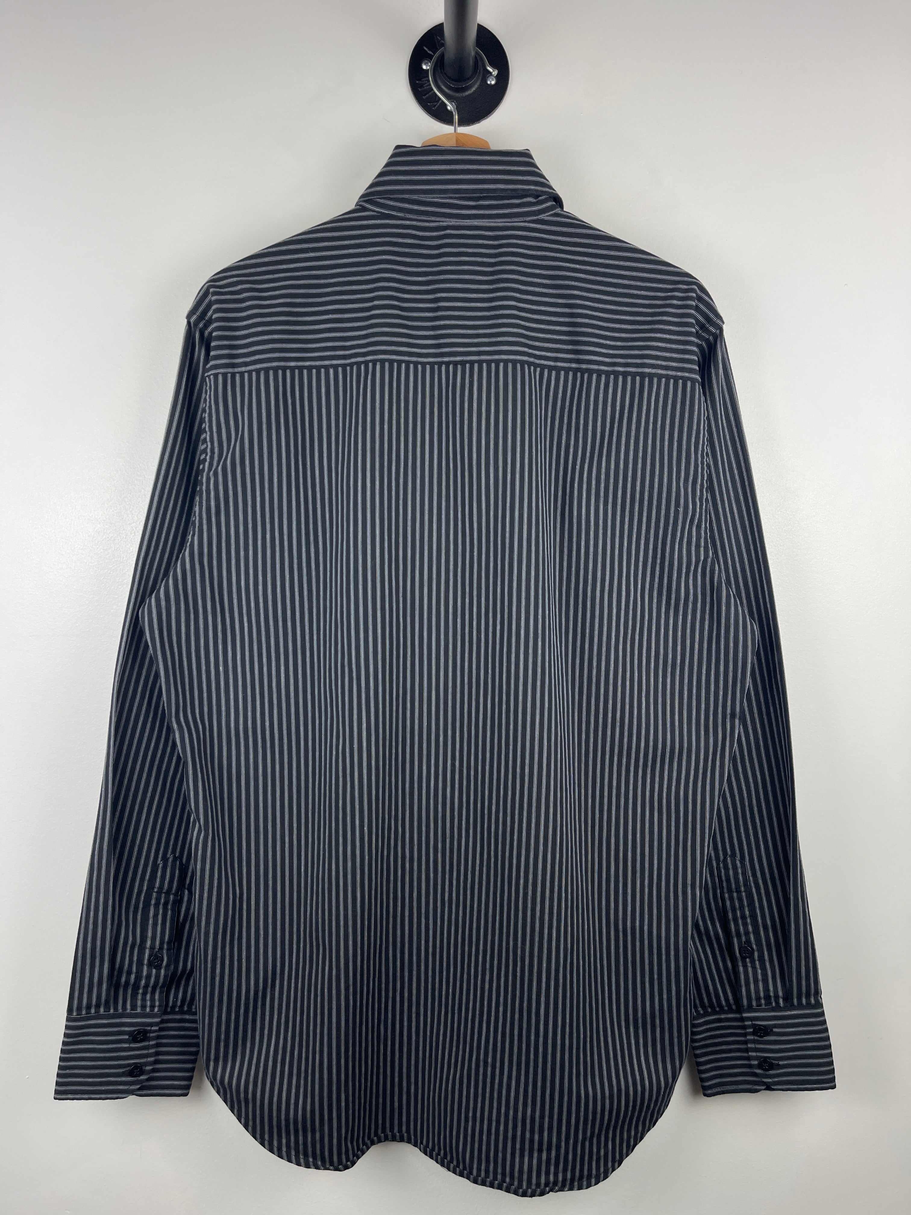 Vintage Level Ten Striped Black & Grey Long Sleeve Button Up Shirt
