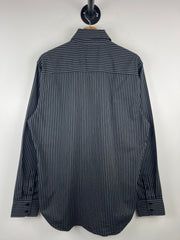 Vintage Level Ten Striped Black & Grey Long Sleeve Button Up Shirt
