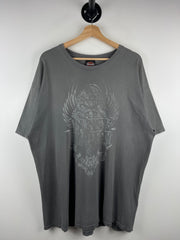Vintage Harley Davidson Skull Upper Sandusky Ohio Grey Tee