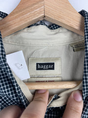 Vintage Haggar Plaid Black & White Short Sleeve Button Up Shirt