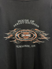 Vintage Harley Davidson Eagle Milwaukee Thrashed Black Crewneck