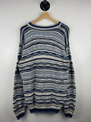 Vintage Jantzen 3D Knit Blue & White Sweater