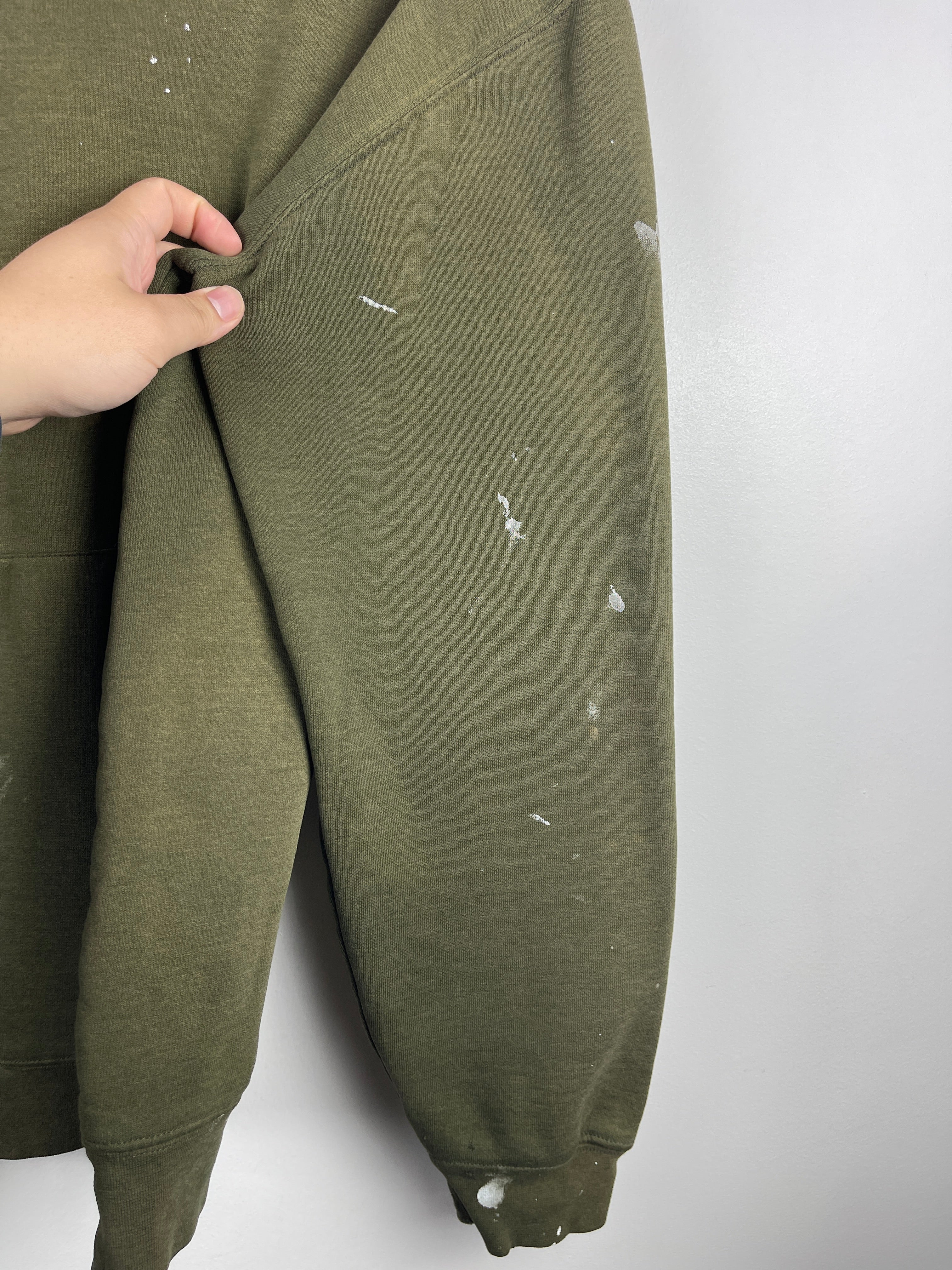 Vintage Carhartt Patch Paint Splattered Green Hoodie