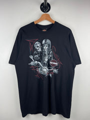 Vintage Harley Davidson Skull & Girl Tribal Black Tee