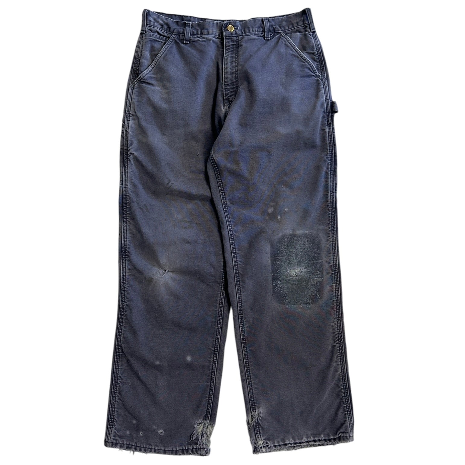 Vintage Carhartt Blanket Lined Thrashed Petrol Grey Work Pants
