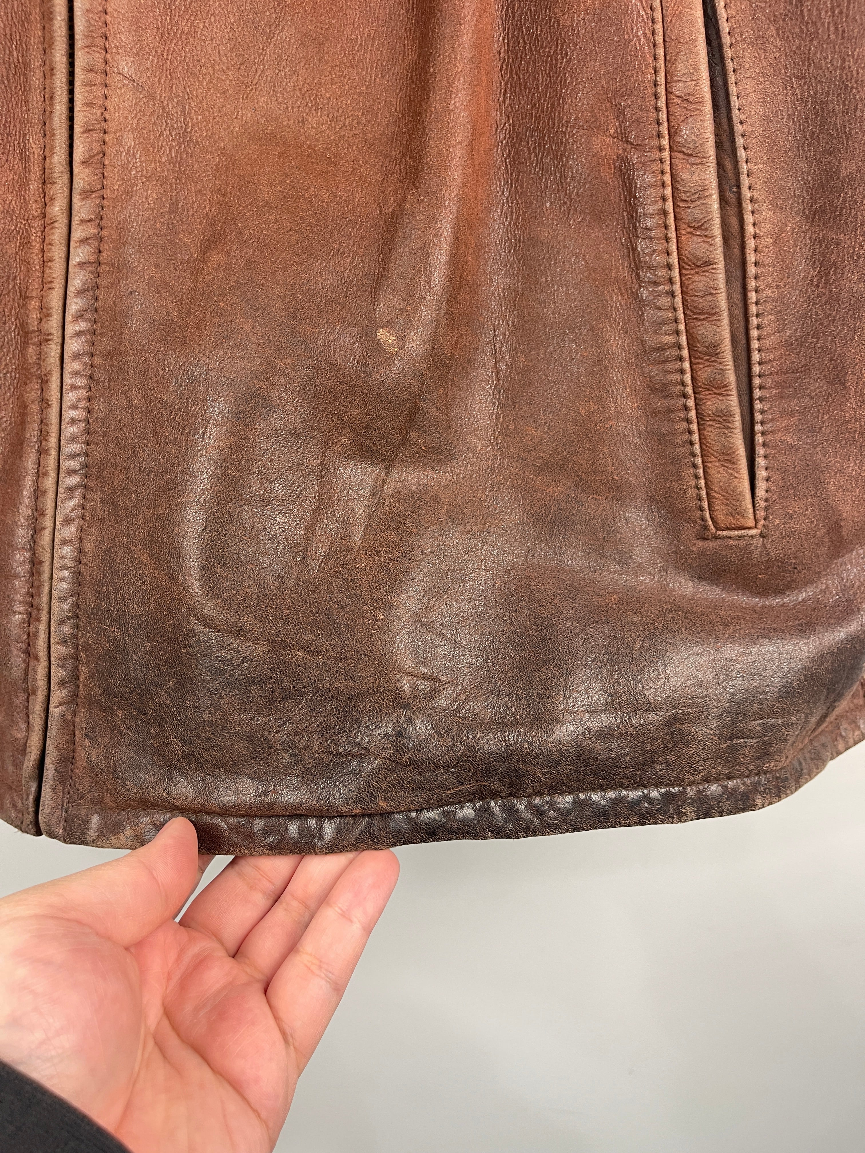 Vintage 90s Wilsons Brown Straight Cut Leather Jacket