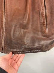Vintage 90s Wilsons Brown Straight Cut Leather Jacket