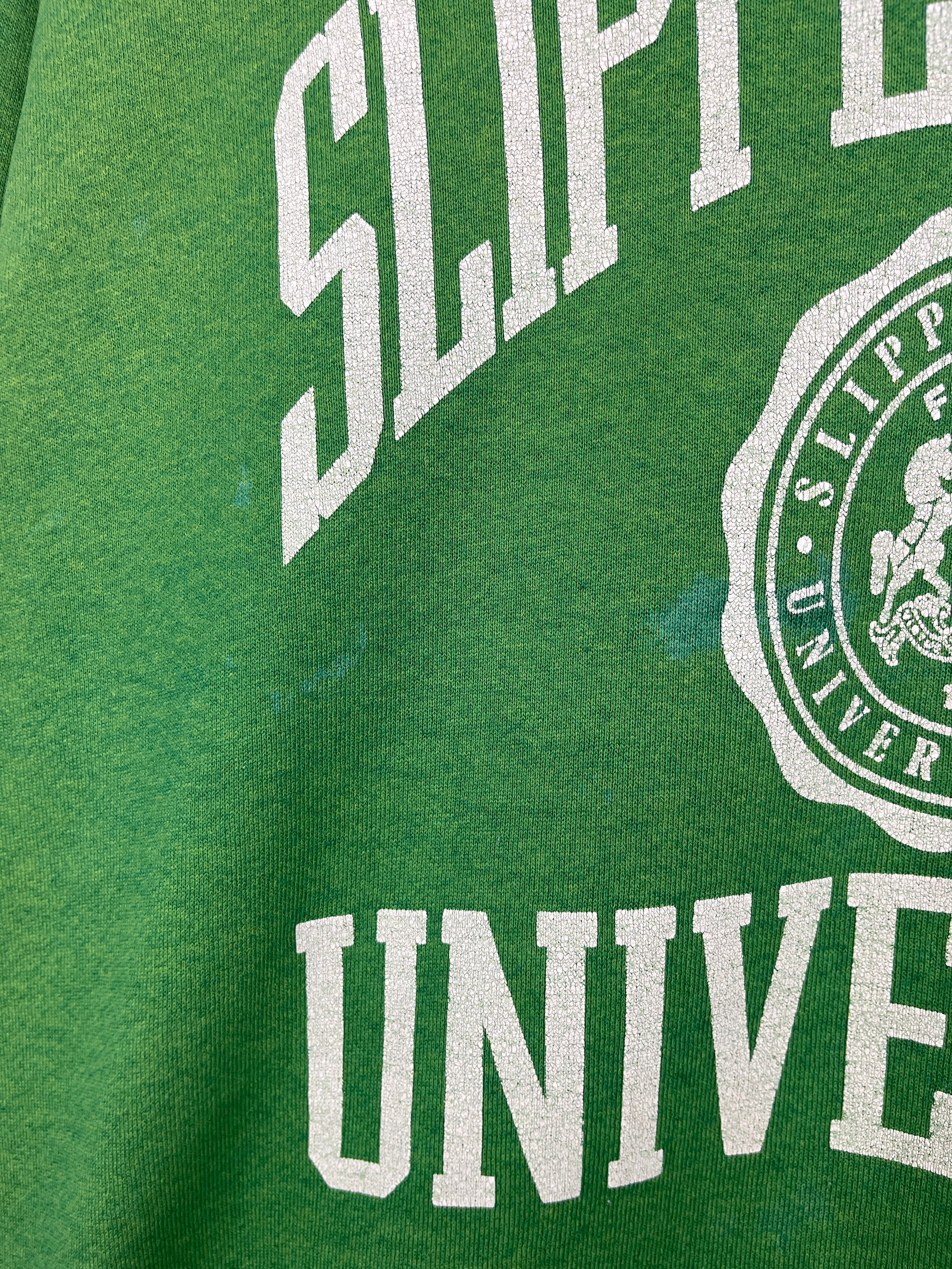 Vintage 90s Slippery Rock University Faded Green Crewneck