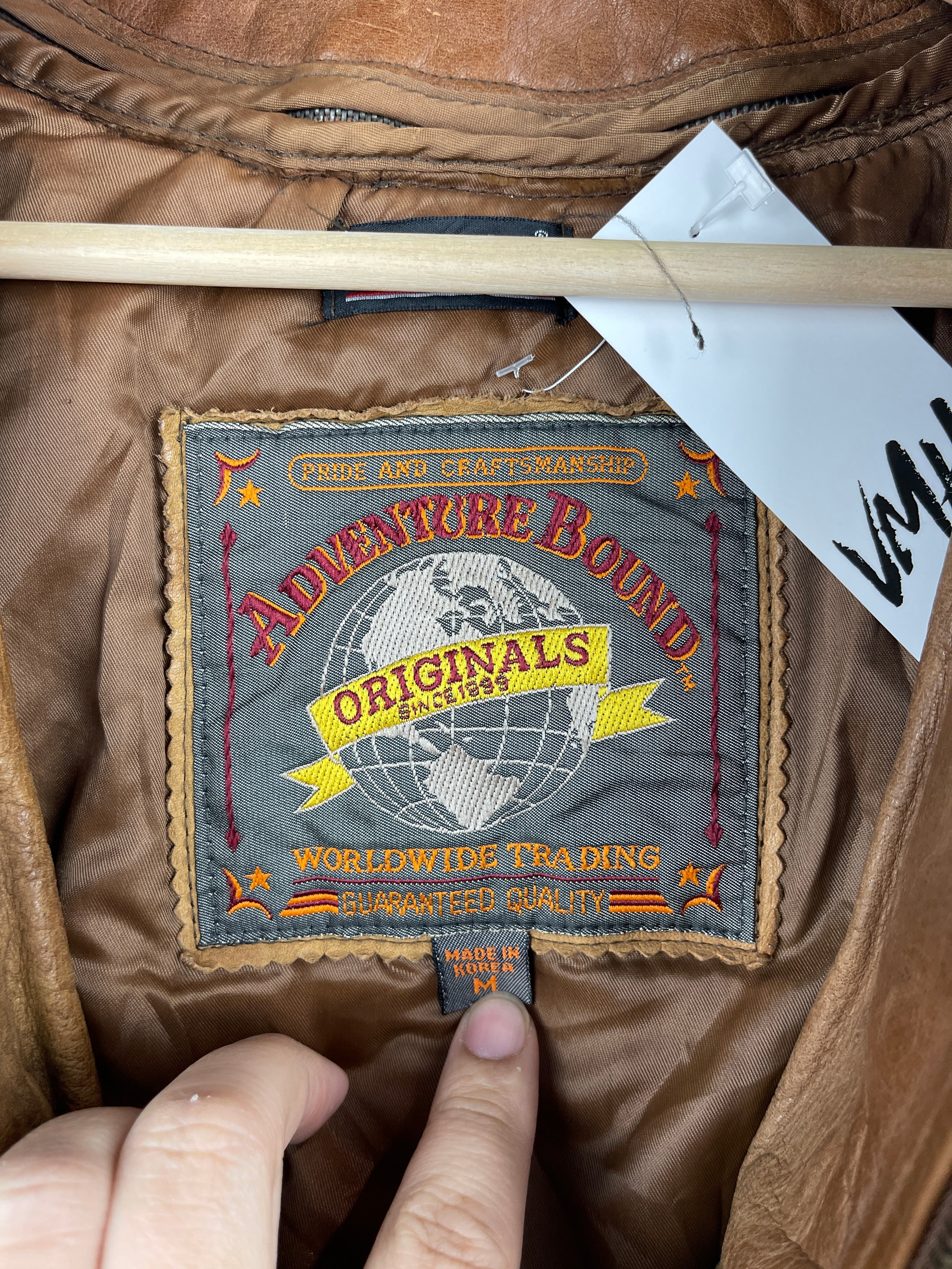 Vintage 90s Wilson Adventure Guide Brown Leather Bomber Jacket