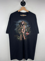 Vintage Harley Davidson Pin Up Girl Military Tank Black Tee