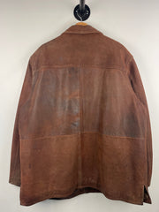 Vintage 90s Wilsons Brown Straight Cut Leather Jacket