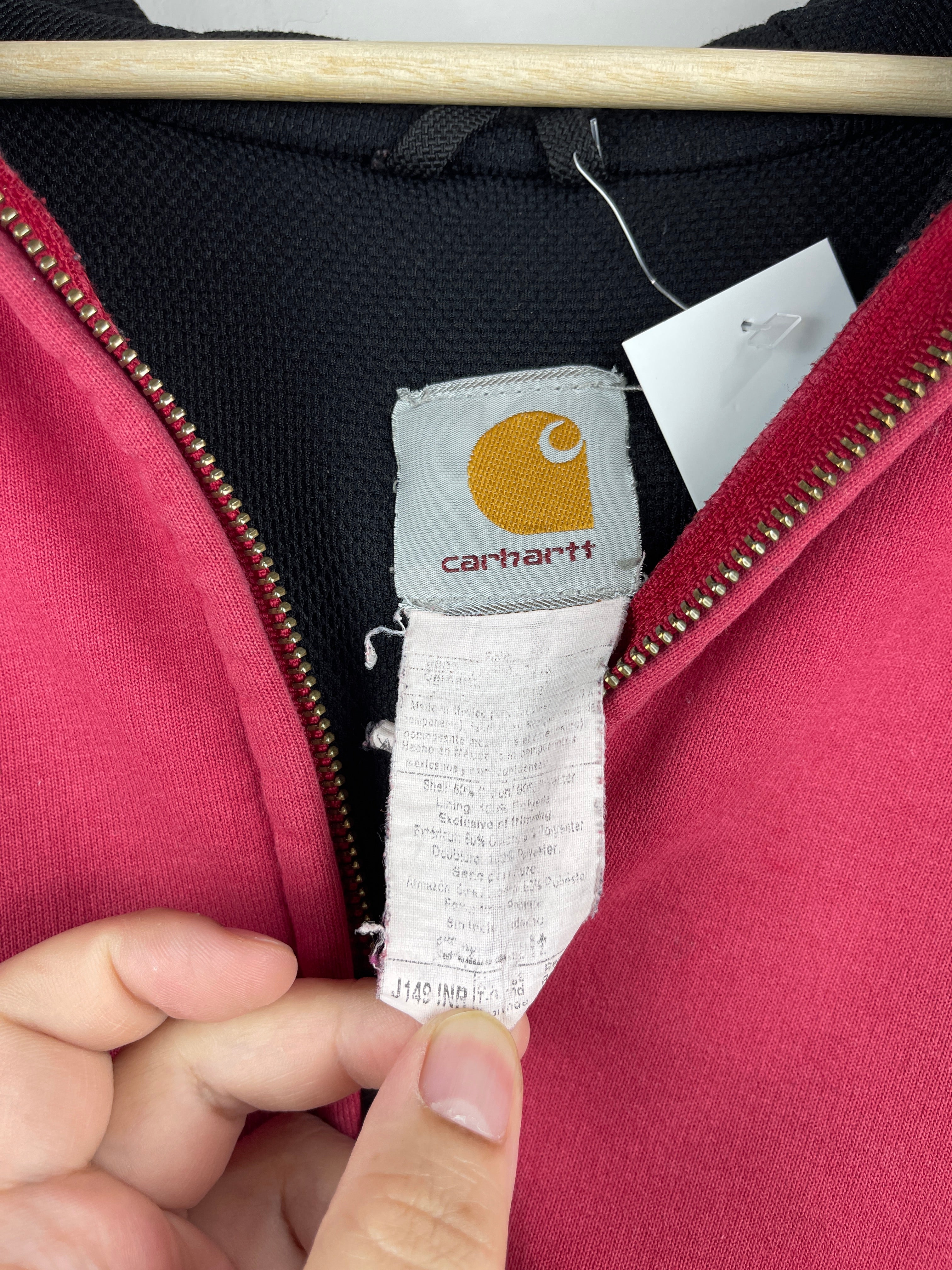 Vintage Carhartt Thermal Lined Red Zip Up Hoodie