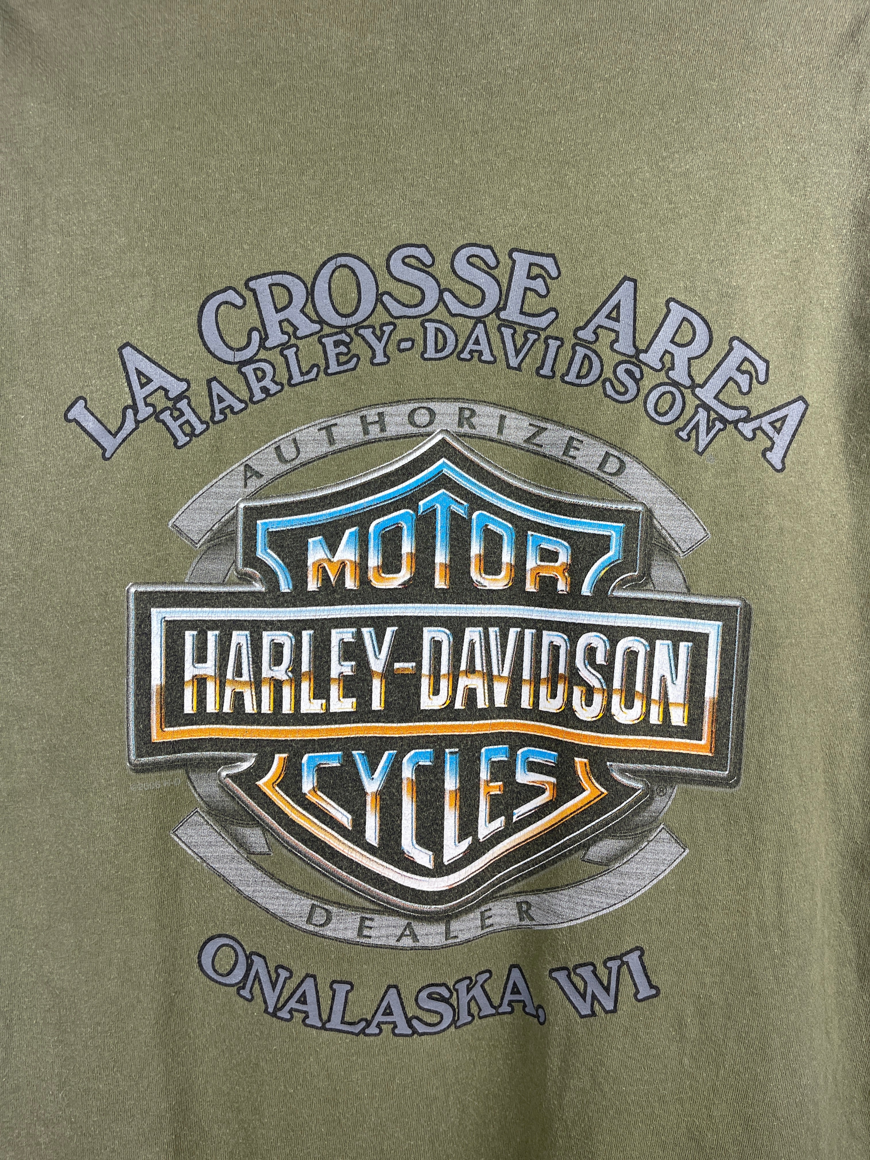 Vintage Harley Davidson Bulldog Wisconsin Green Tee