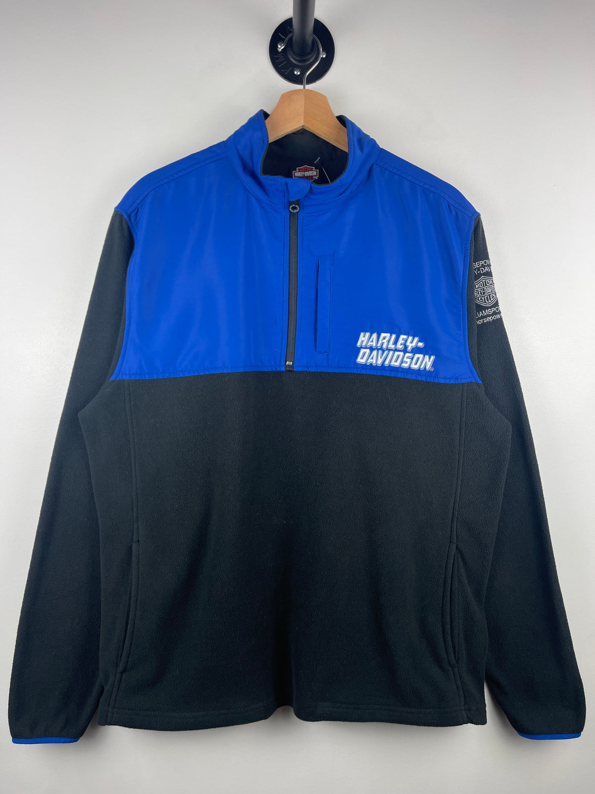 Vintage Harley Davidson Pennsylvania Blue & Black Quarter Zip Fleece Sweater
