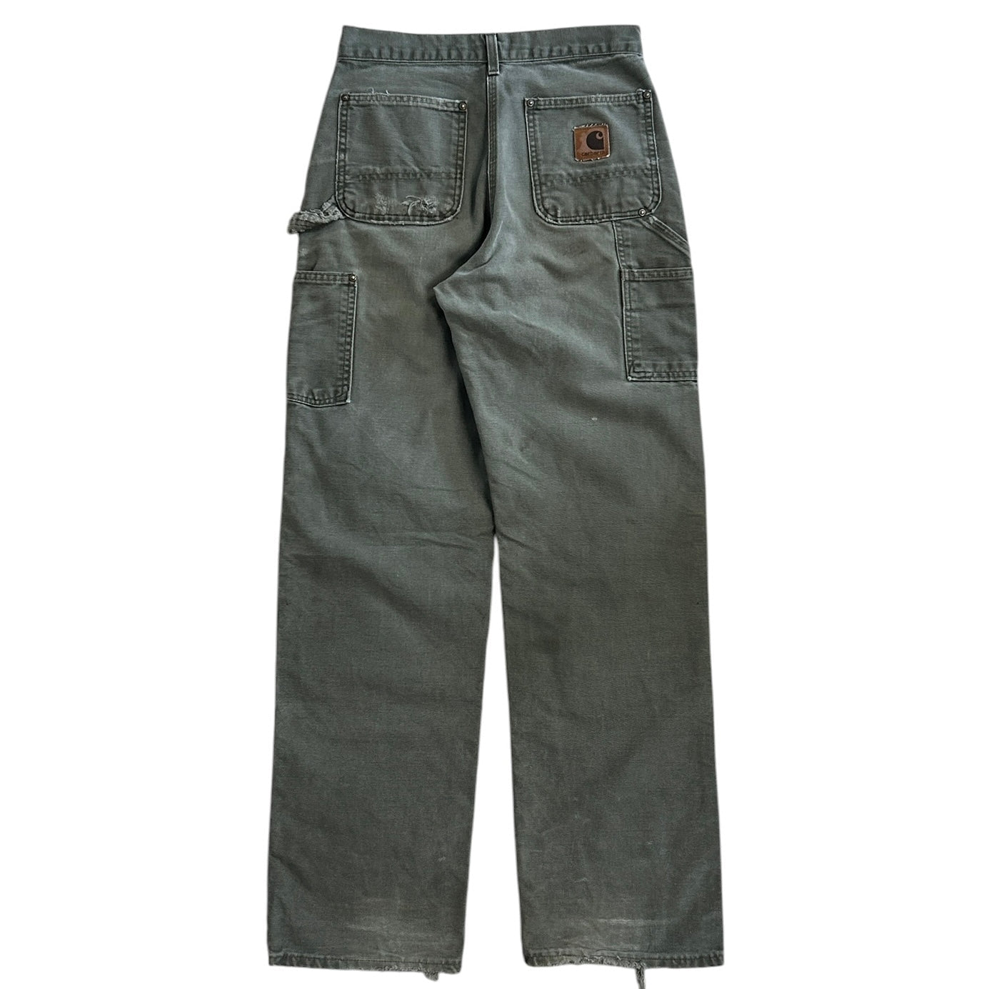 Vintage Carhartt Double Knee Thrashed Moss Green Work Pants