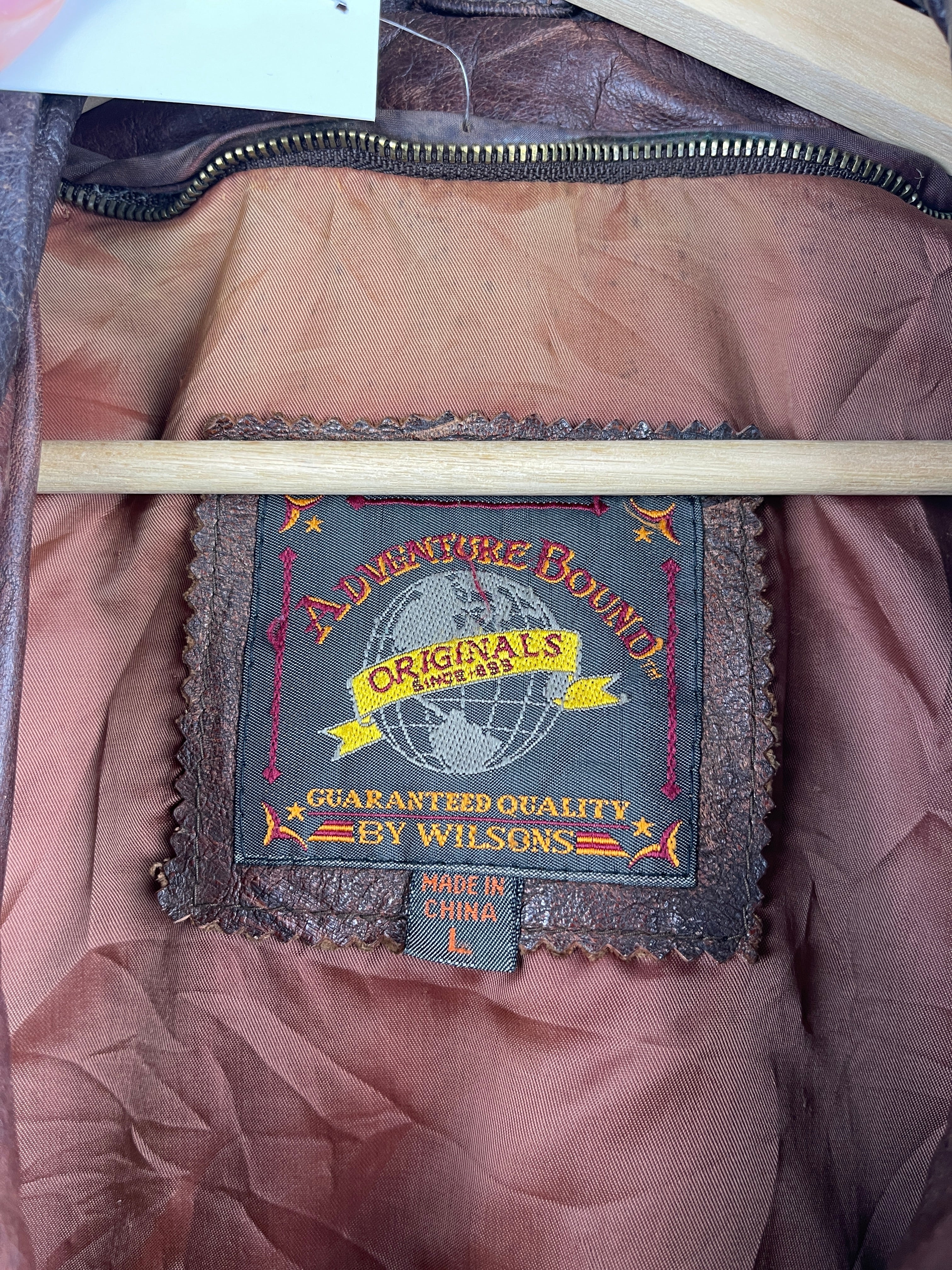 Vintage 90s Wilsons Adventure Bound Brown Leather Bomber Jacket