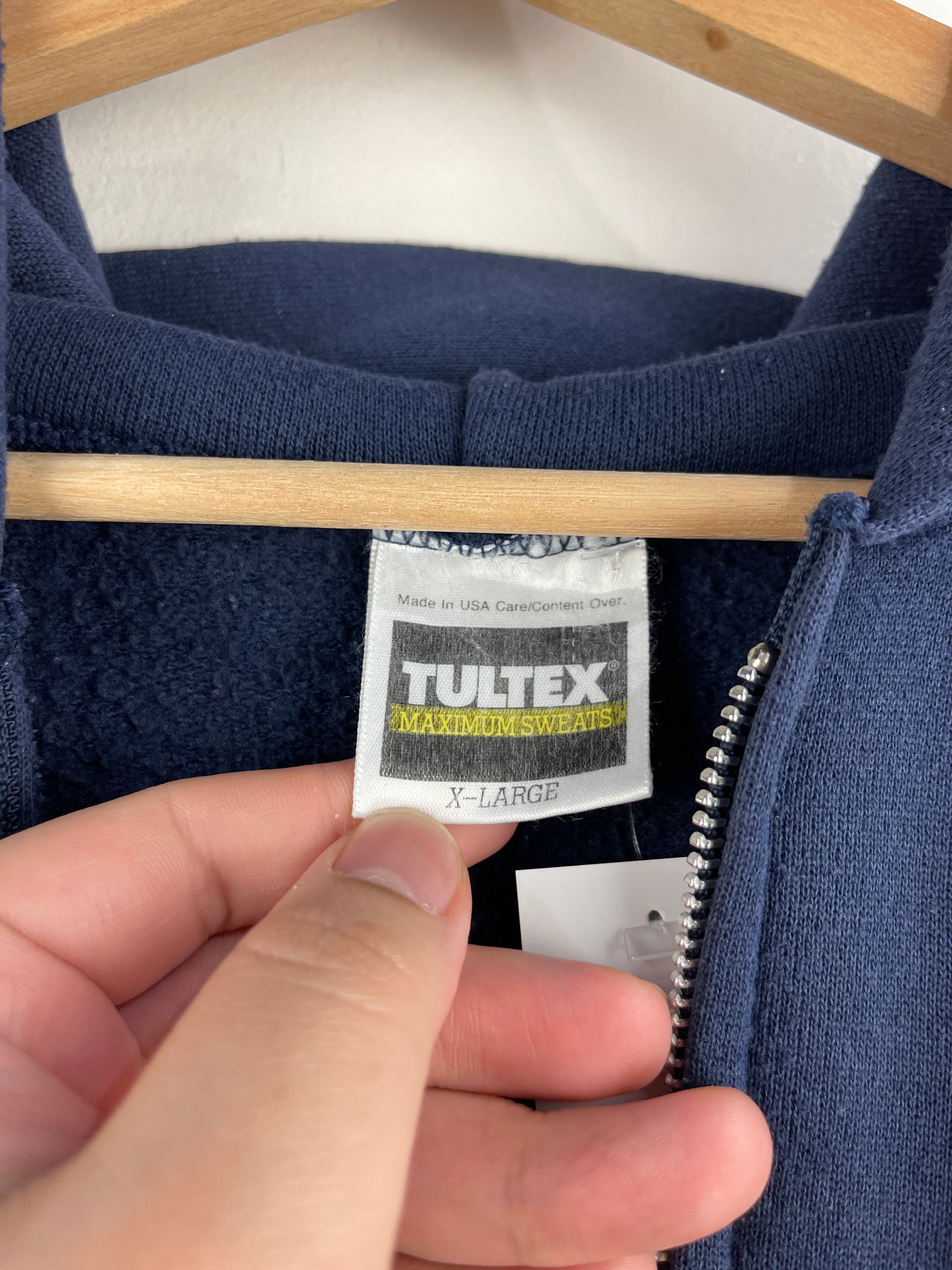 Vintage 90s Tultex Blank Navy Zip Up Hoodie