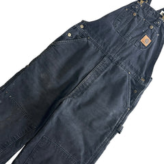 Vintage Carhartt Double Knee Faded Black Insulated Overalls R27 BLK