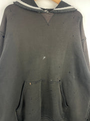 Vintage Champion Thrashed Faded Blank Black Hoodie