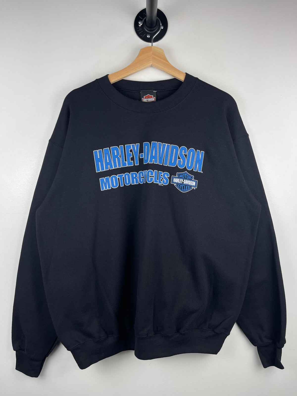 Vintage Harley Davidson Motorcycles Black & Blue Crewneck
