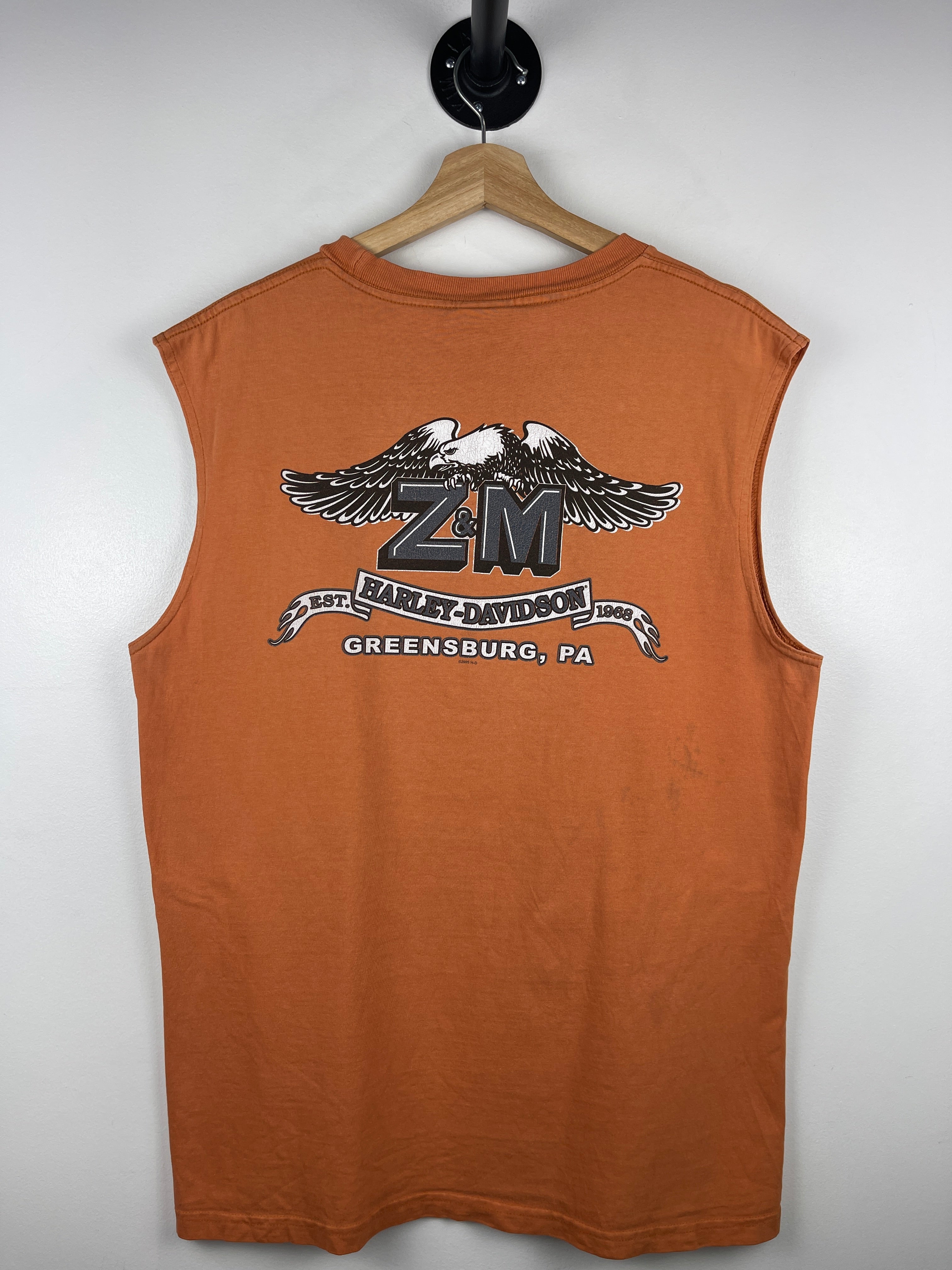 Vintage Harley Davidson Eagle Pennsylvania Orange Tank Top