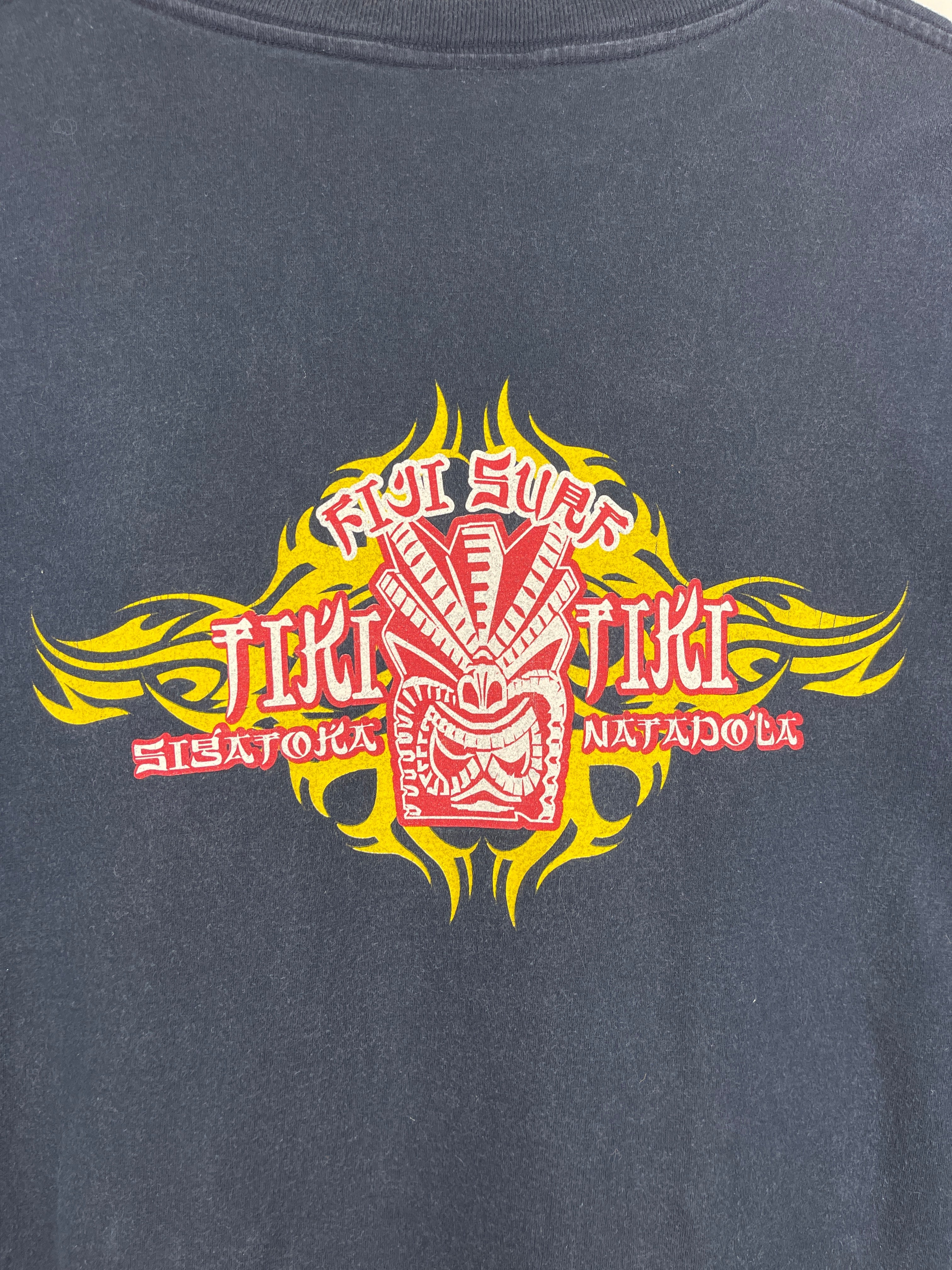 Vintage Aeropostale Tiki Fiji Surf Tribal Logo Navy Tee