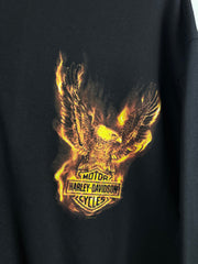 Vintage Harley Davidson Flames Eagle Black Zip Up Hoodie