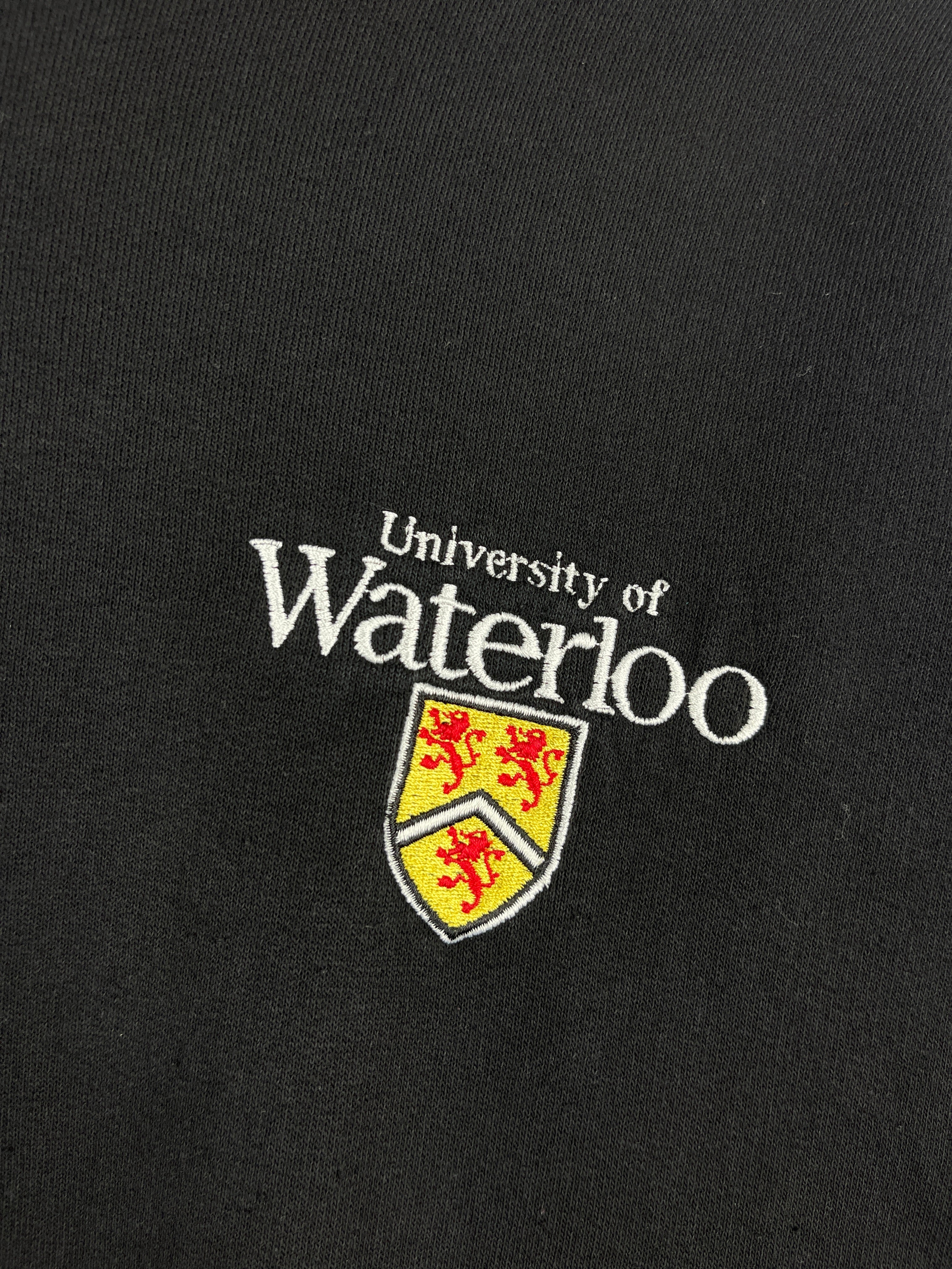 Vintage 90s University Of Waterloo Embroidered Black Crewneck