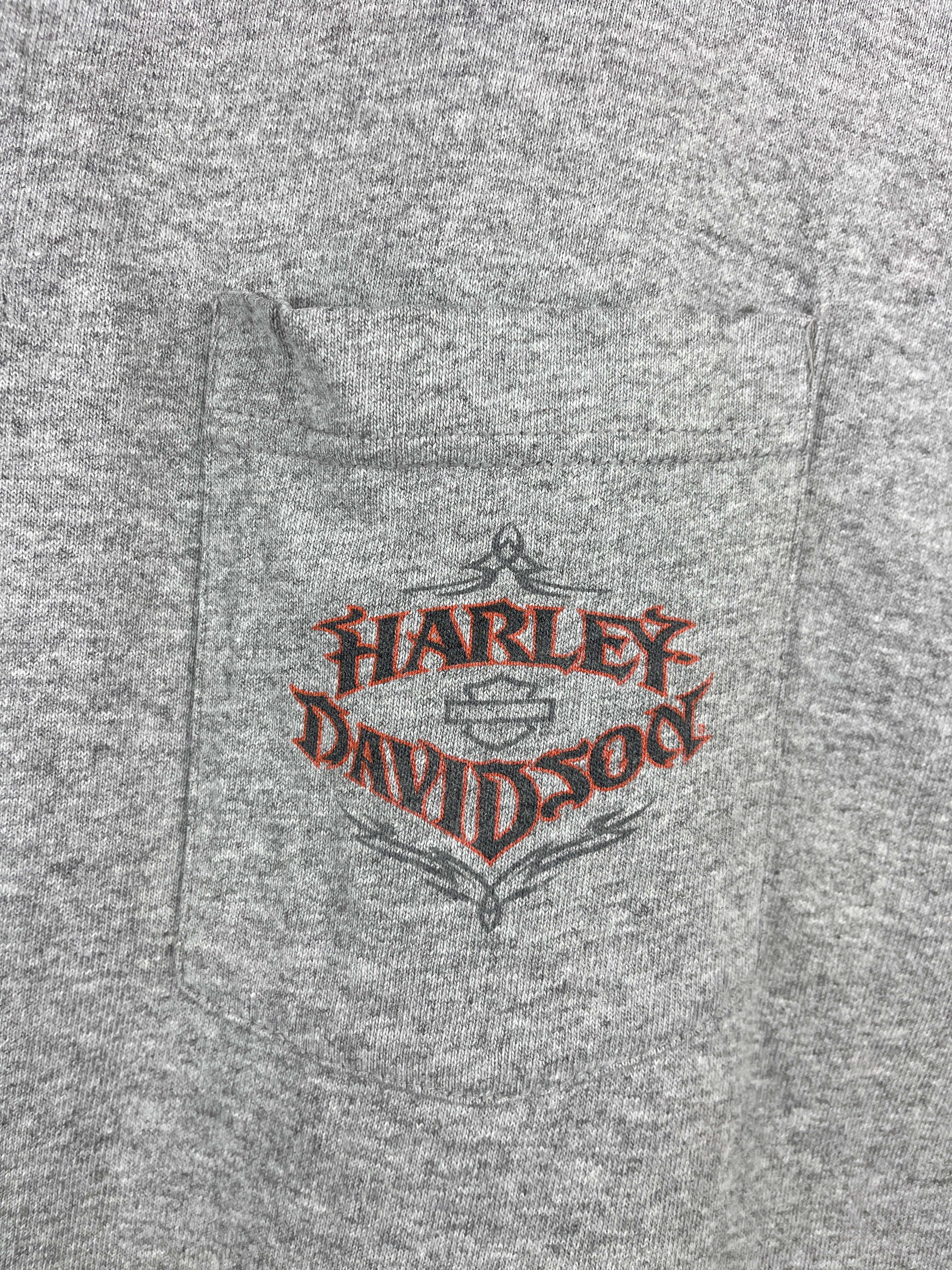 Vintage Harley Davidson Wisconsin Henley Grey Tee
