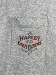 Vintage Harley Davidson Wisconsin Henley Grey Tee
