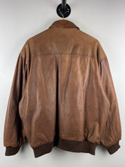 Vintage 90s St. Malo Brown Leather Bomber Jacket