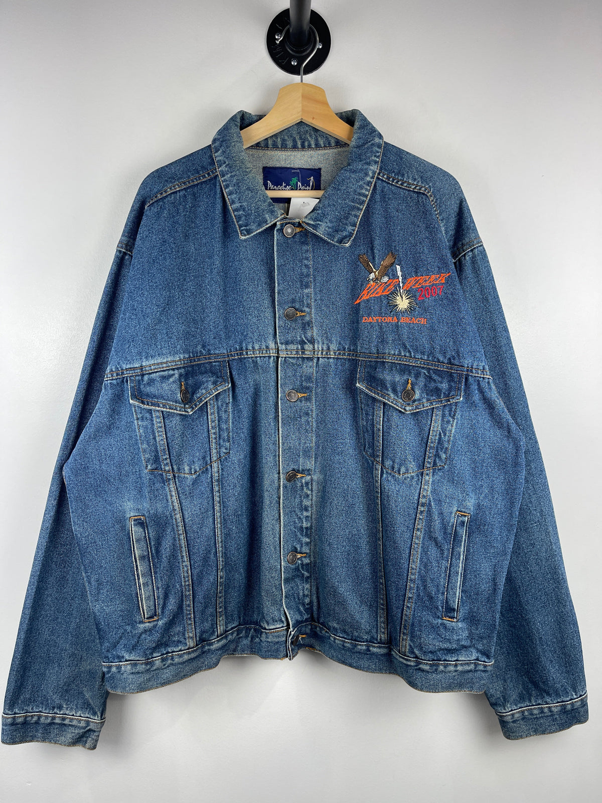 Vintage Bike Week Daytona Beach Embroidered Blue Denim Jacket