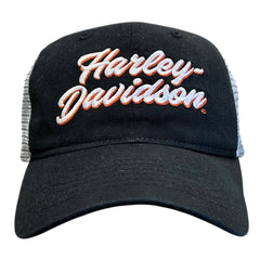 Vintage Harley Davidson Spellout Black & Grey Trucker Snapback Hat