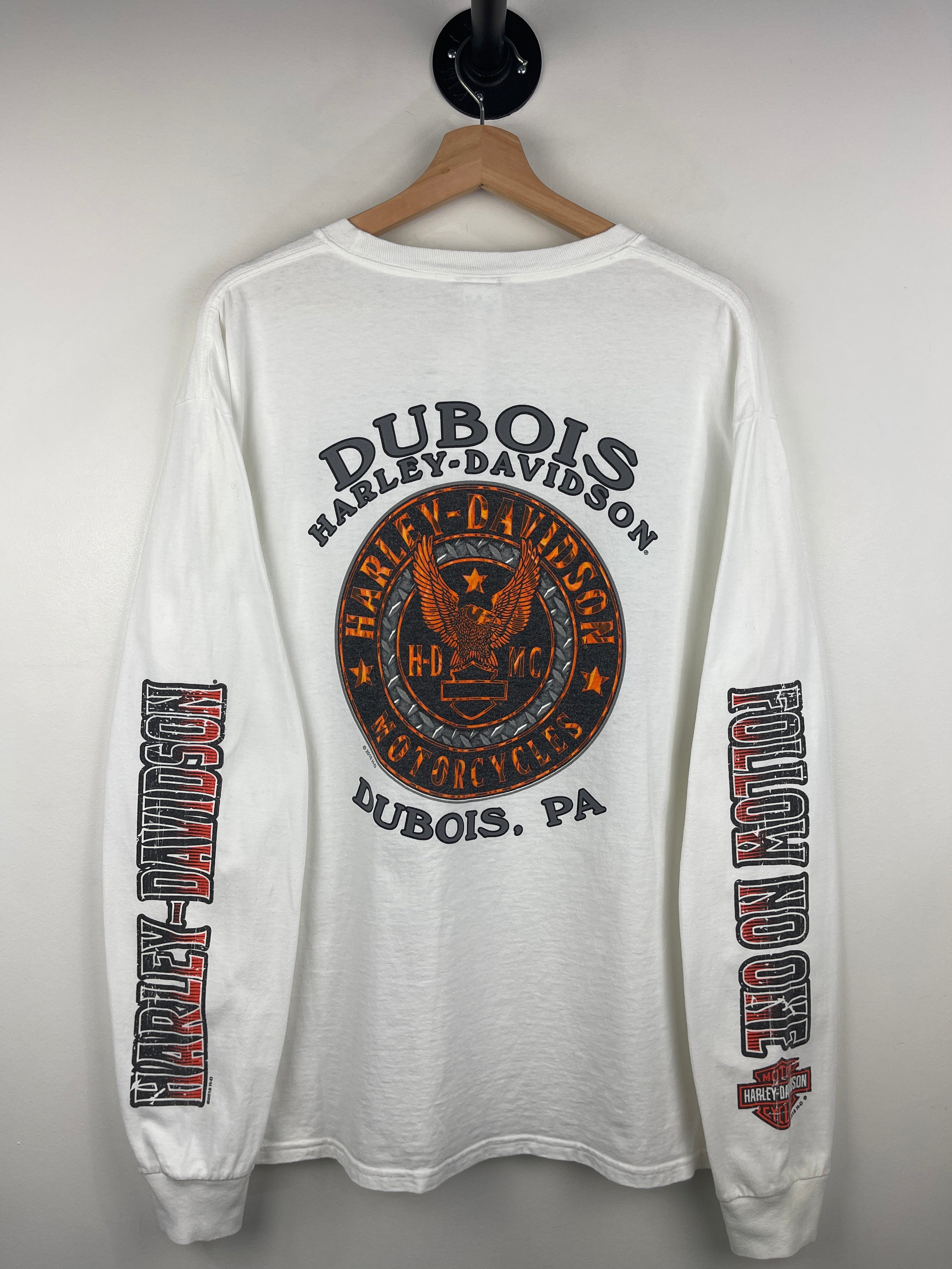 Vintage Harley Davidson Bulldog Dubois Pennsylvania White Long Sleeve