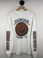 Vintage Harley Davidson Bulldog Dubois Pennsylvania White Long Sleeve