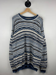 Vintage Jantzen 3D Knit Blue & White Sweater